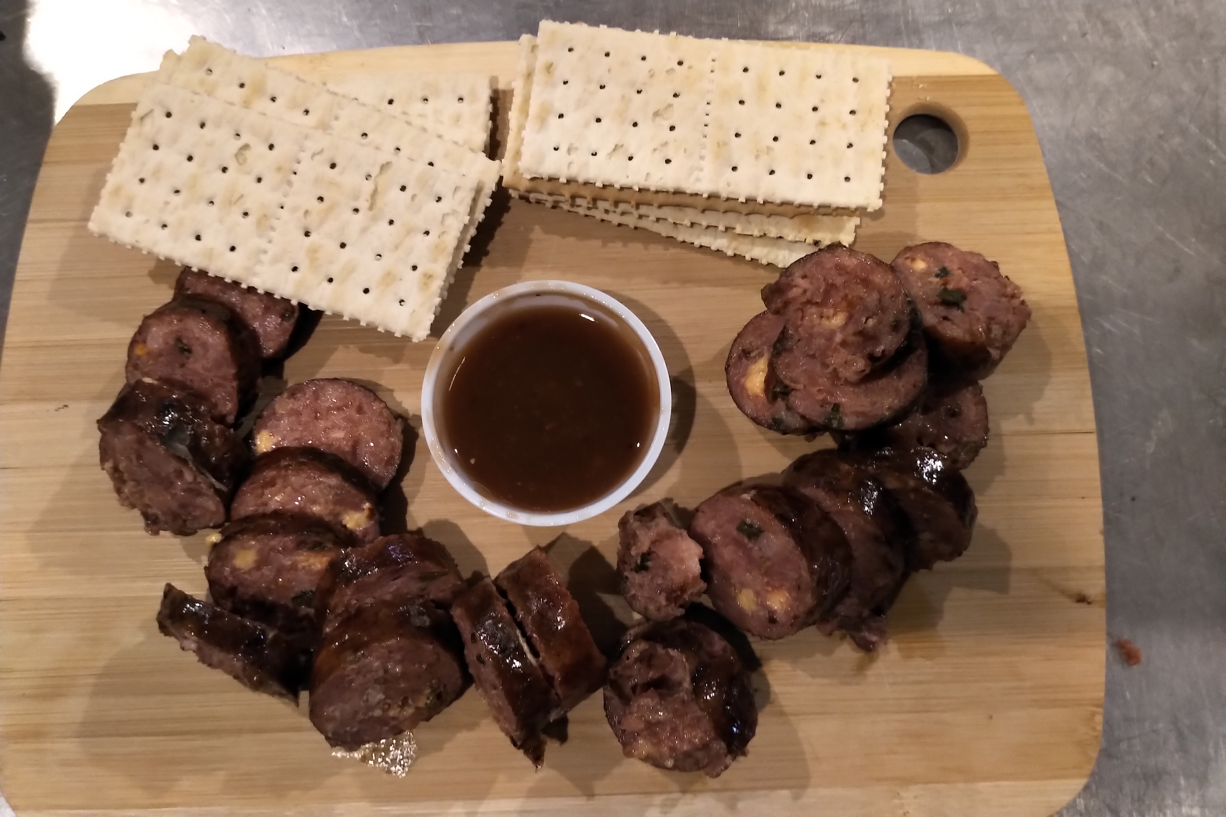 Sausage and crackers
